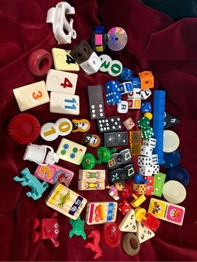 Mixed Kids Toy Game Pieces - Colorful Assortment trinkets